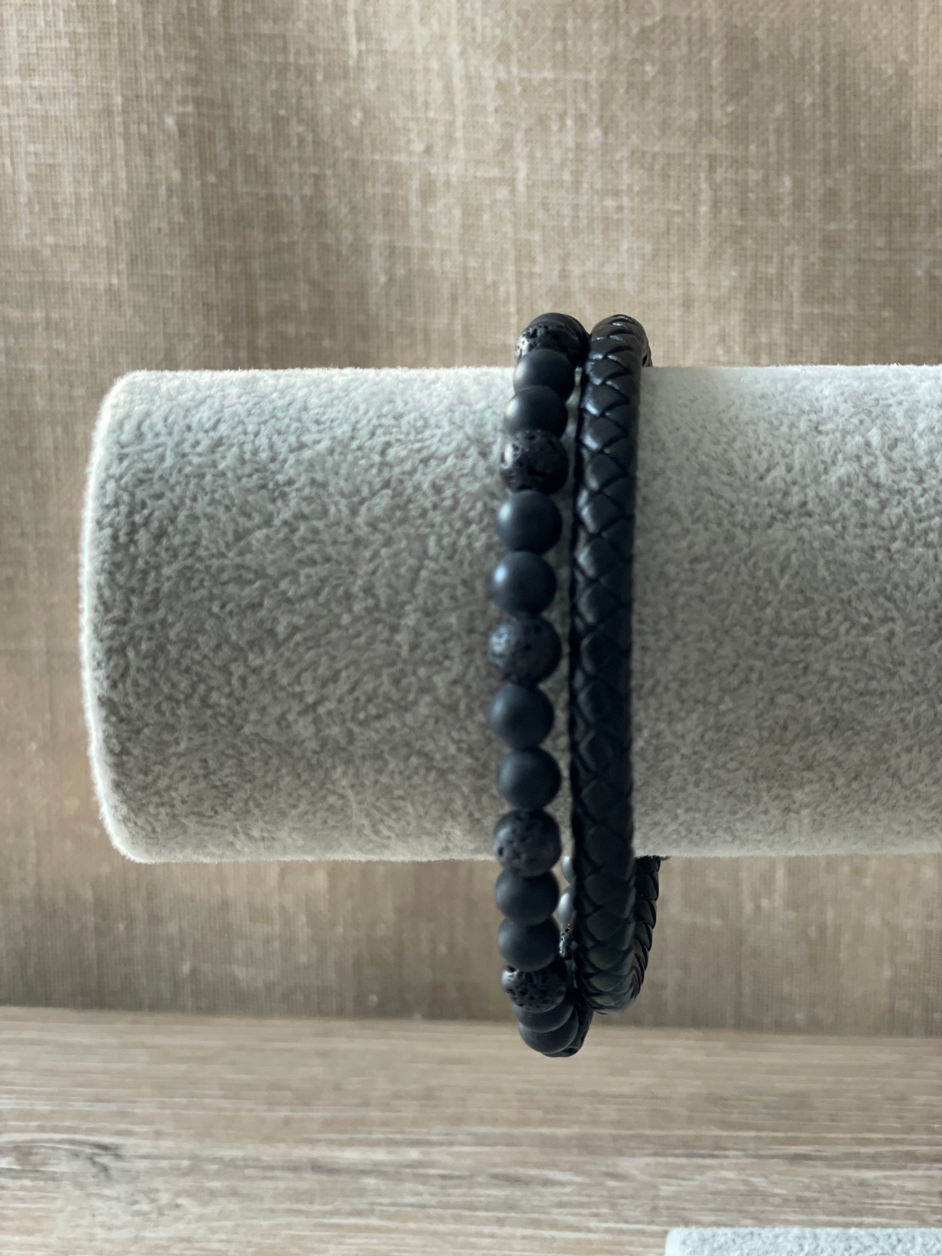 BRACELET HOMME CUIR NOIR