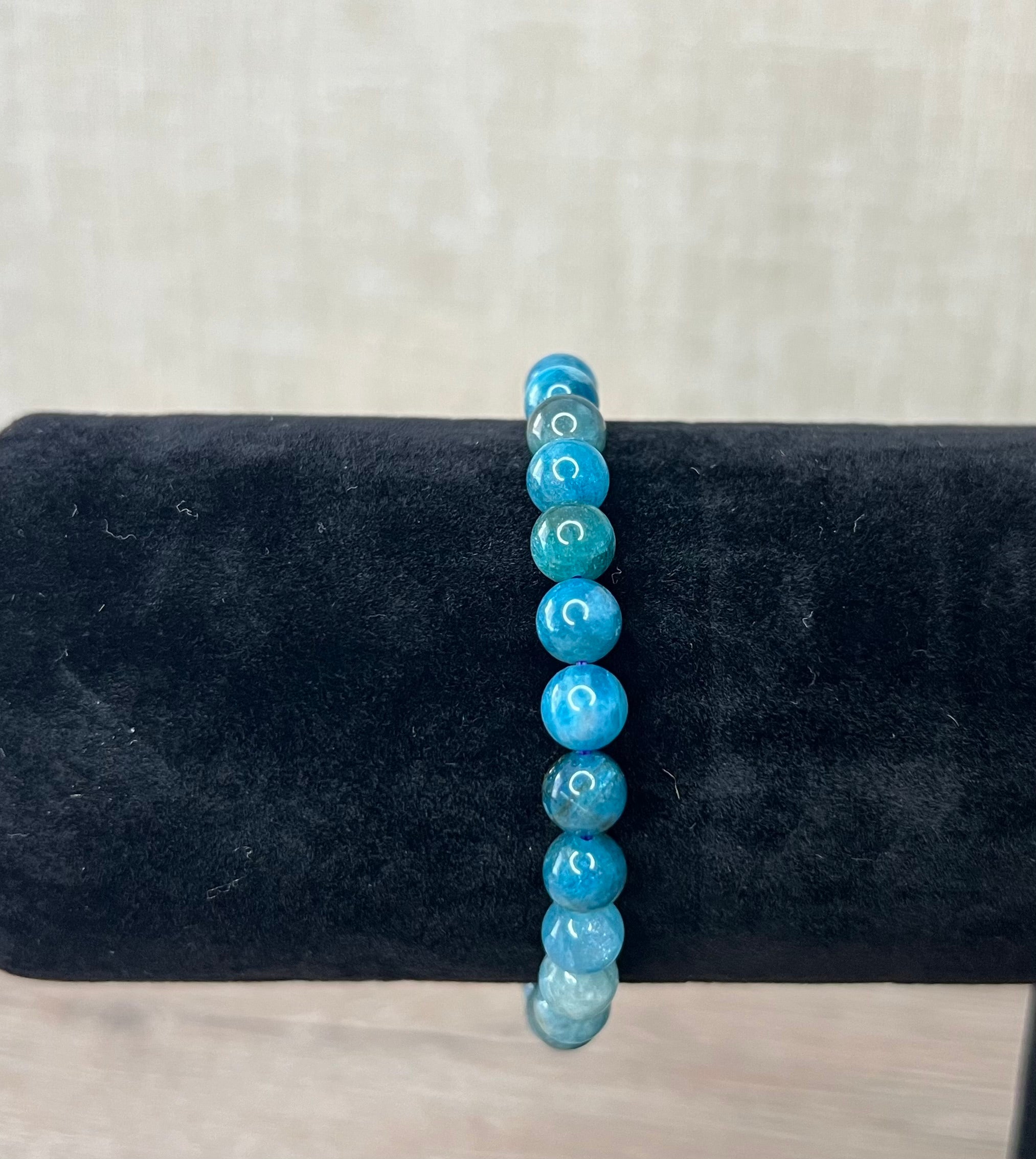 BRACELET BOULE APATITE BLEUE
