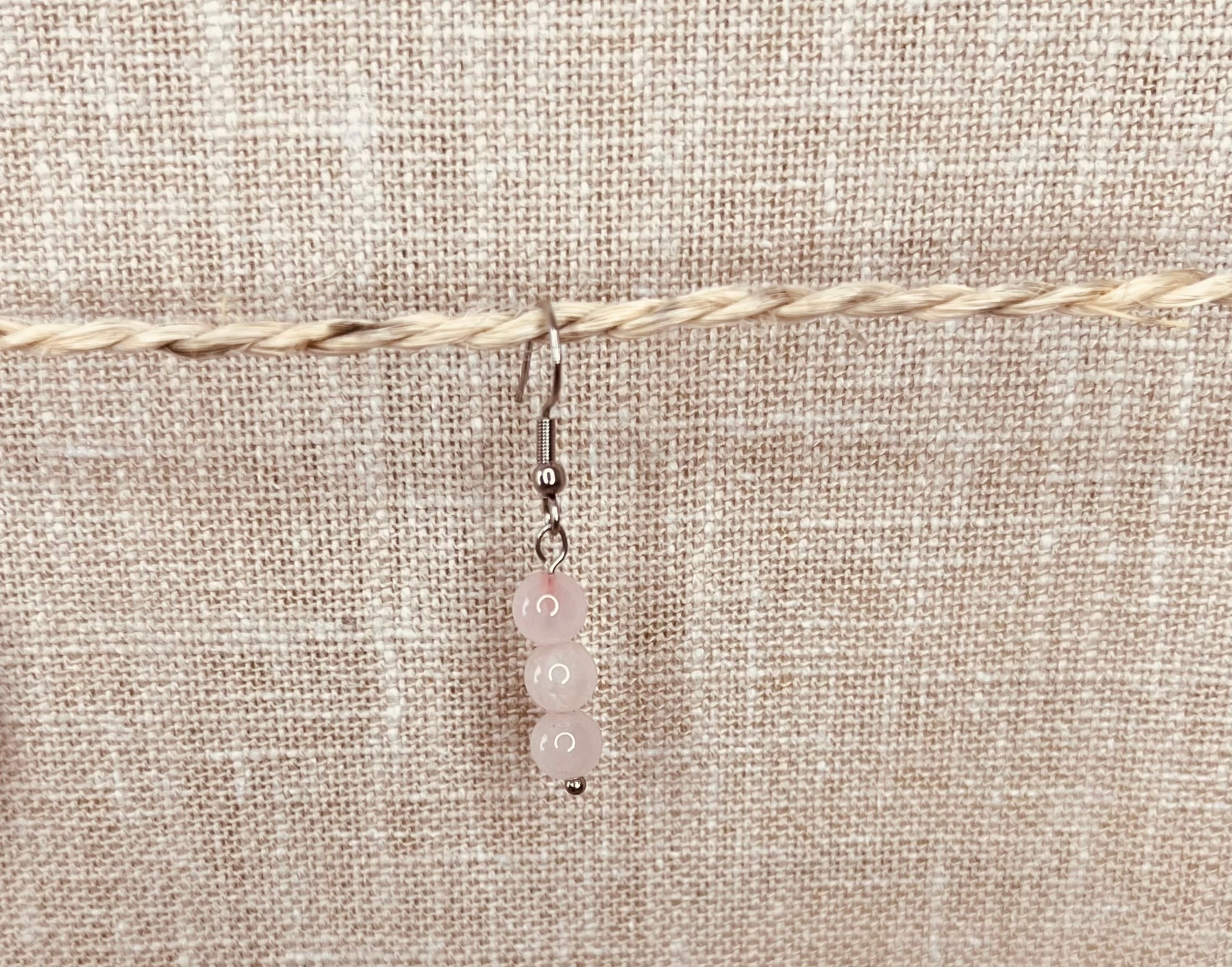 BOUCLE D'OREILLES QUARTZ ROSE
