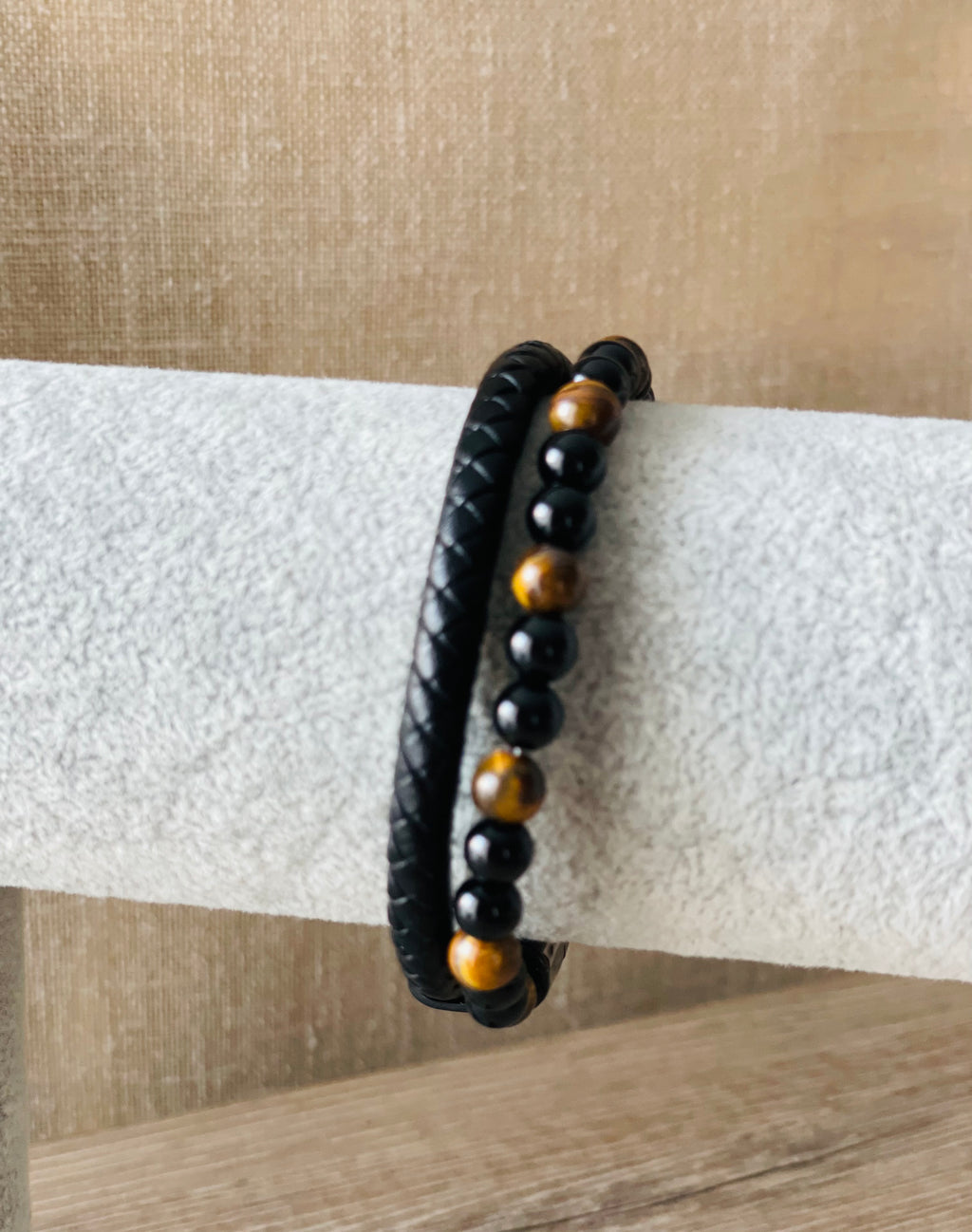 BRACELET HOMME CUIR NOIR