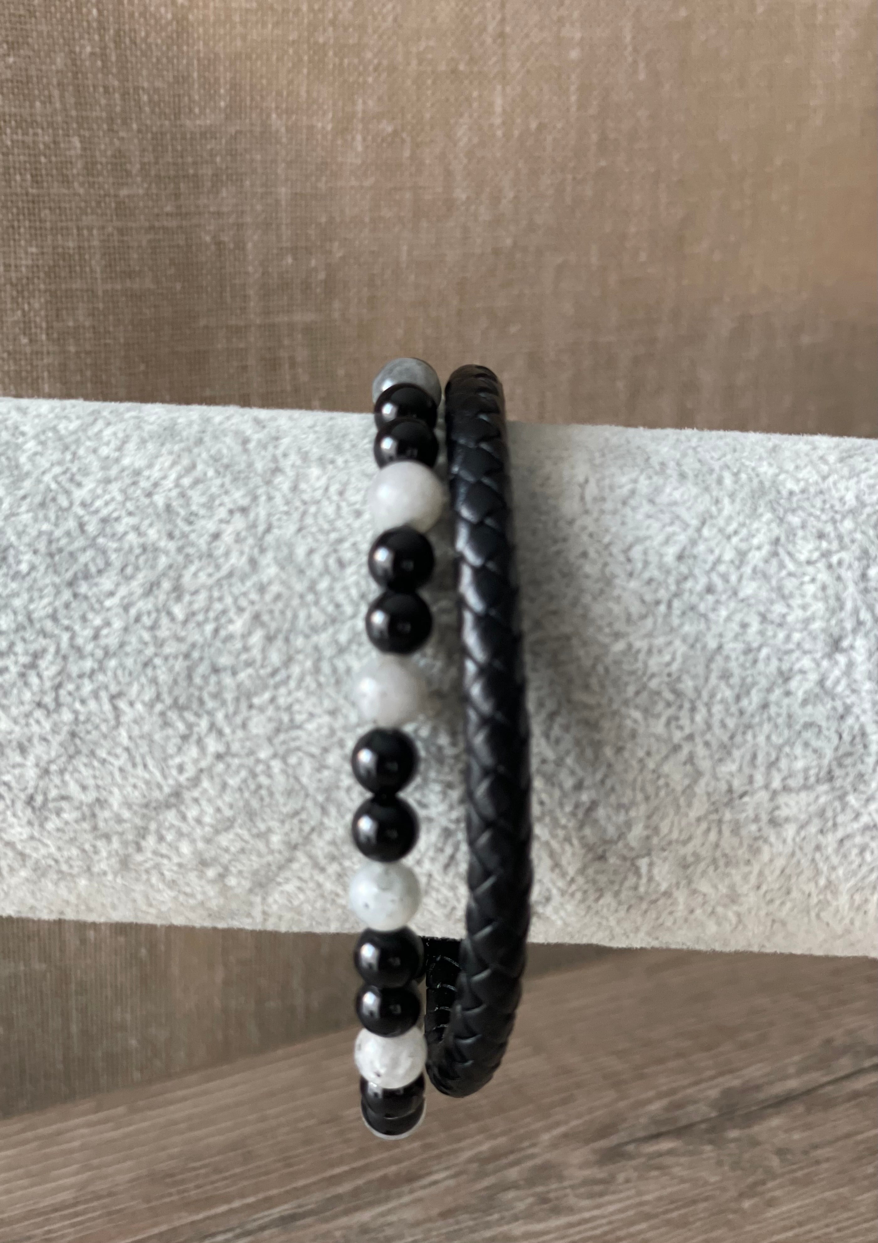 BRACELET HOMME CUIR NOIR