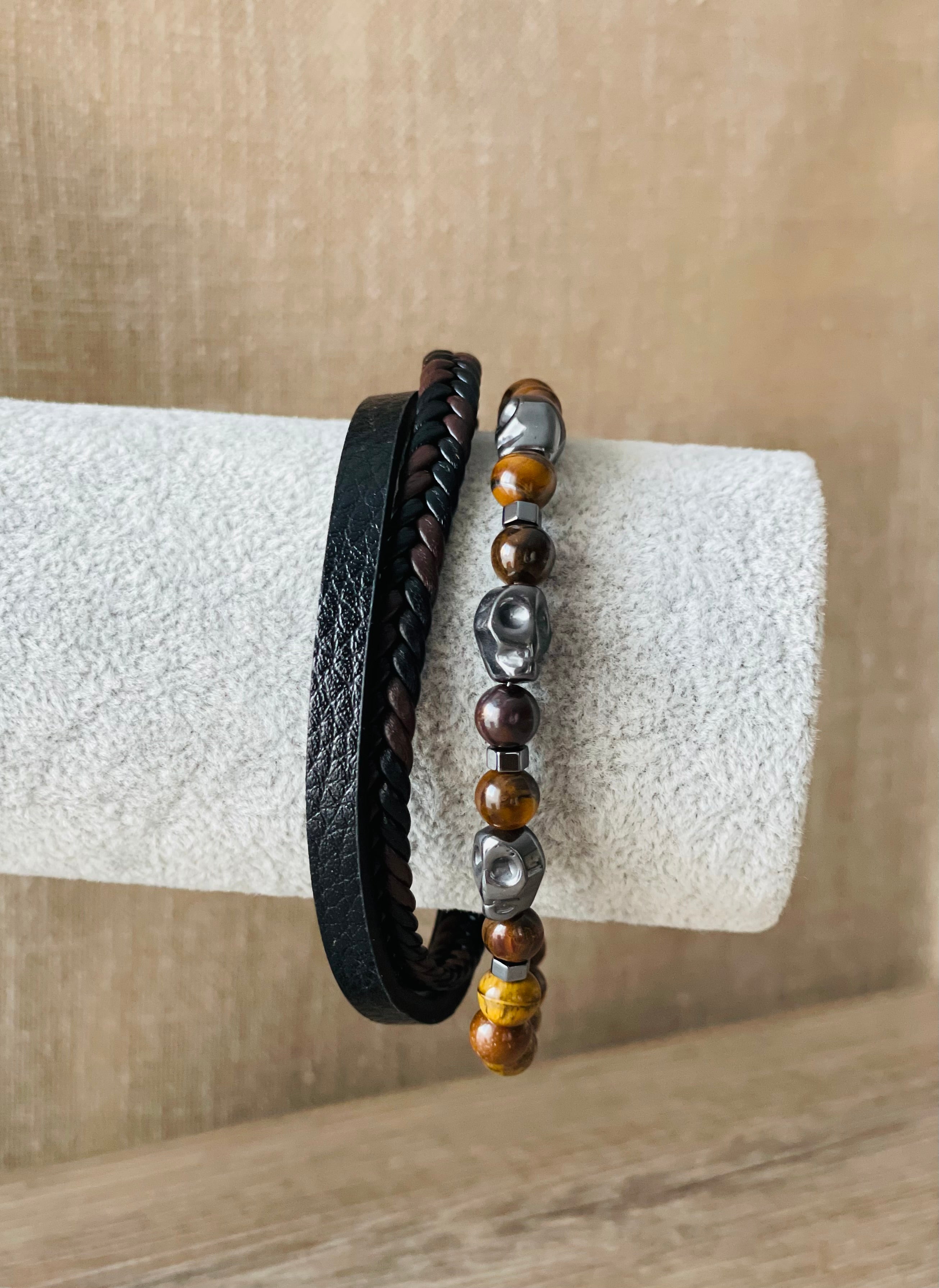 BRACELET HOMME CUIR NOIR