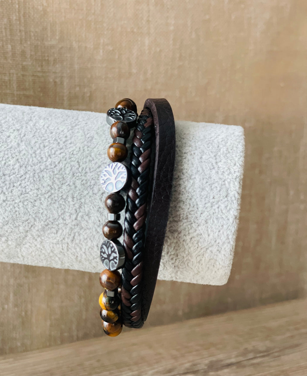 BRACELET HOMME CUIR BRUN