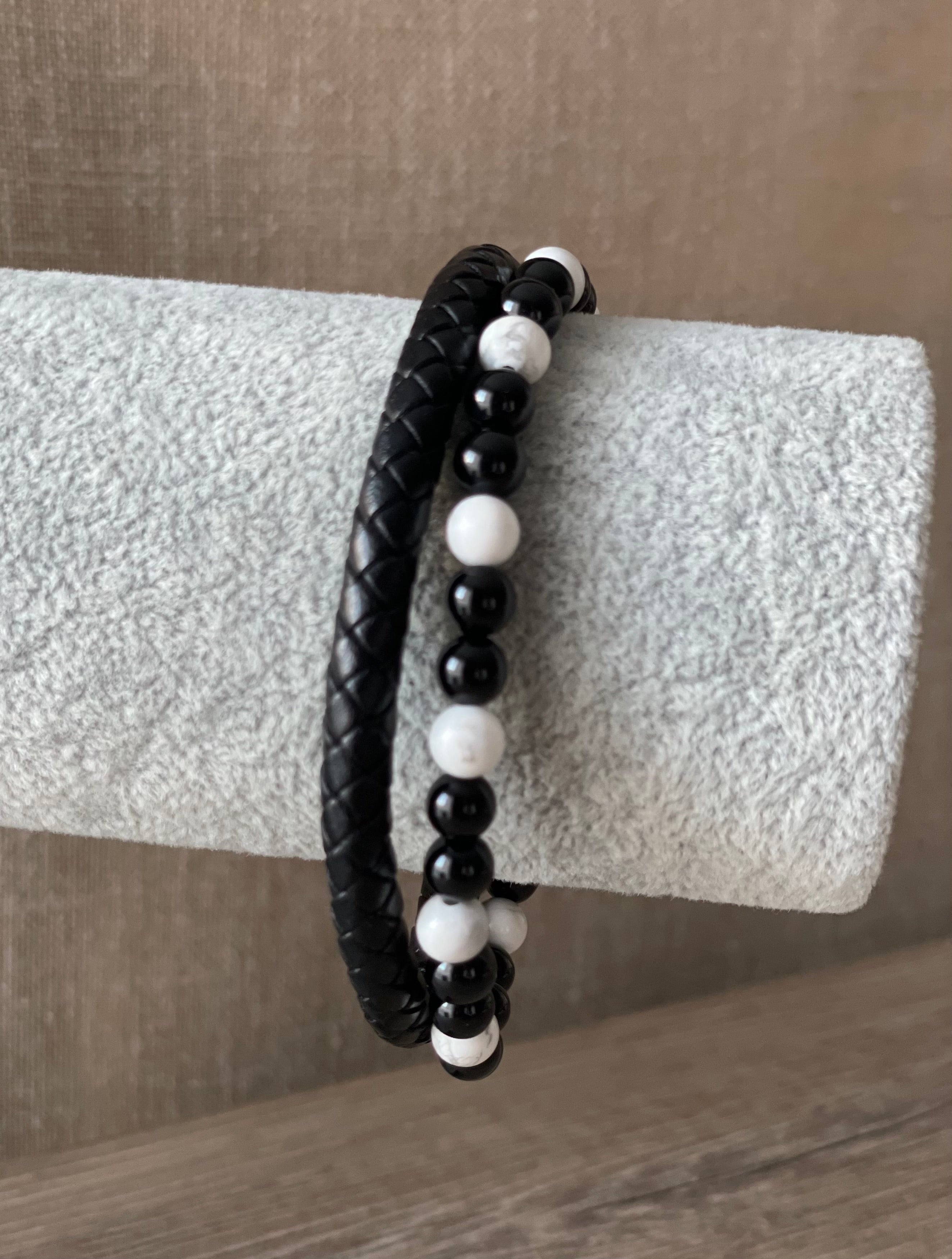 BRACELET HOMME CUIR NOIR