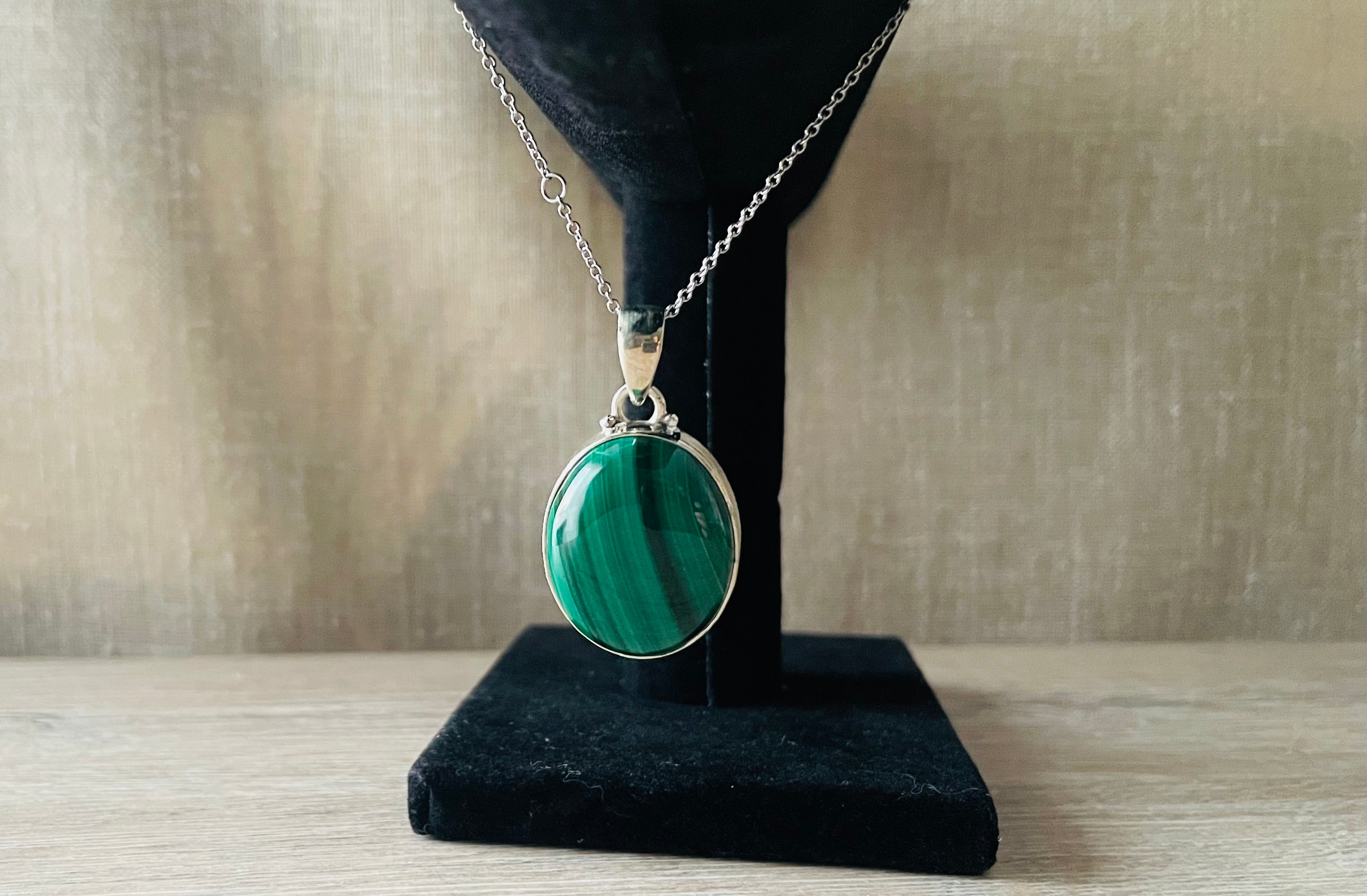 PENDENTIF argent Malachite