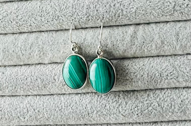 Boucles d'oreilles argent Malachite