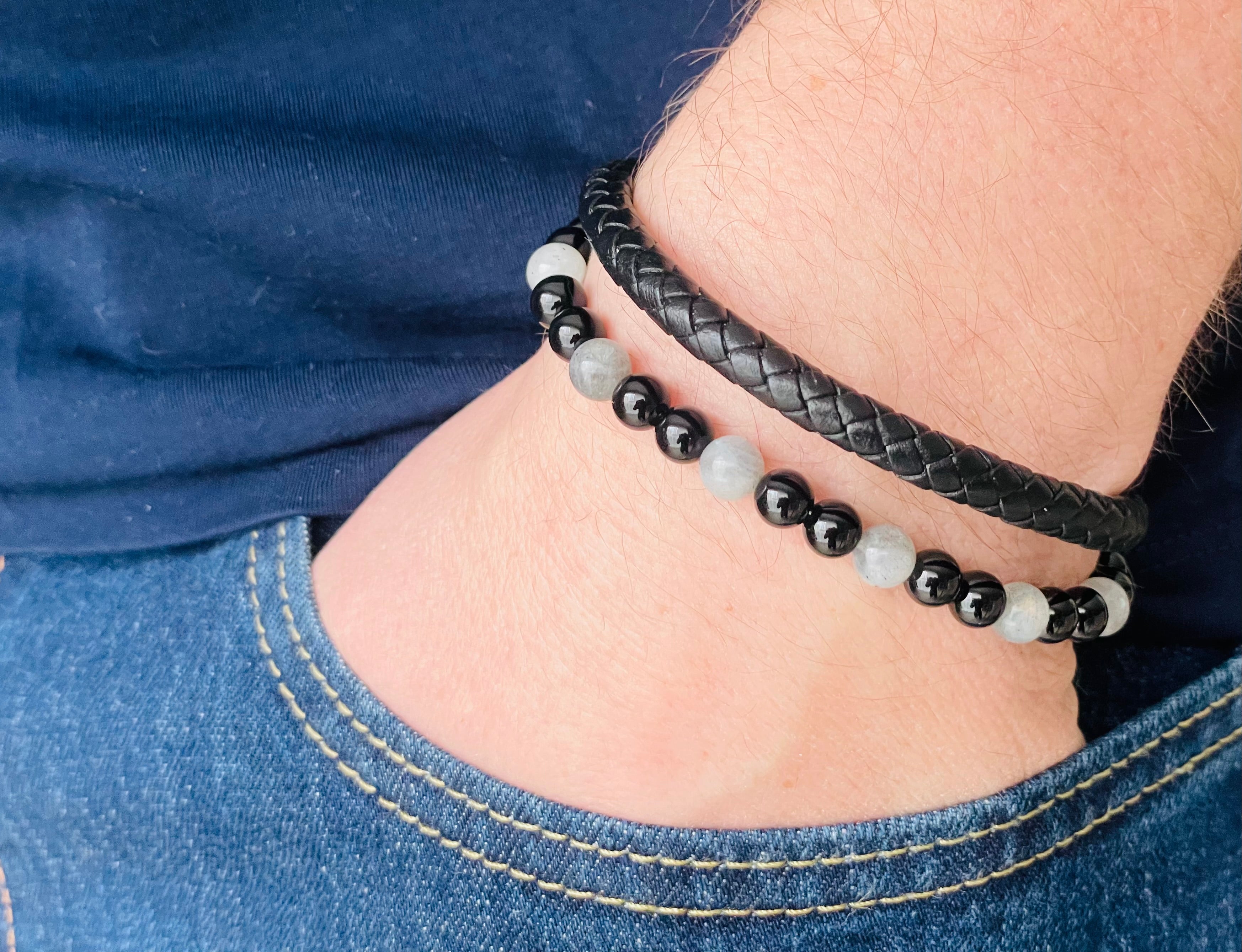 BRACELET HOMME CUIR NOIR